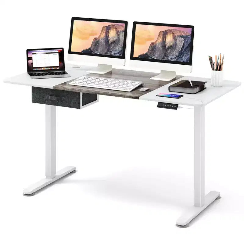 Electric Height Adjustable Standing Desk with USB Port, 139.7 × 71.1 cm