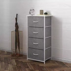 4 Drawer Vertical Storage Dresser, Cast Iron Frame and Wood Top