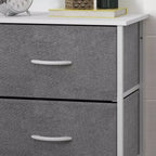 4 Drawer Vertical Storage Dresser, Cast Iron Frame and Wood Top
