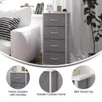 4 Drawer Vertical Storage Dresser, Cast Iron Frame and Wood Top