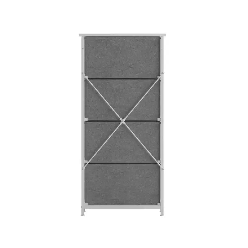 4 Drawer Vertical Storage Dresser, Cast Iron Frame and Wood Top