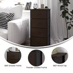 4 Drawer Vertical Storage Dresser, Cast Iron Frame and Wood Top