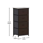 4 Drawer Vertical Storage Dresser, Cast Iron Frame and Wood Top