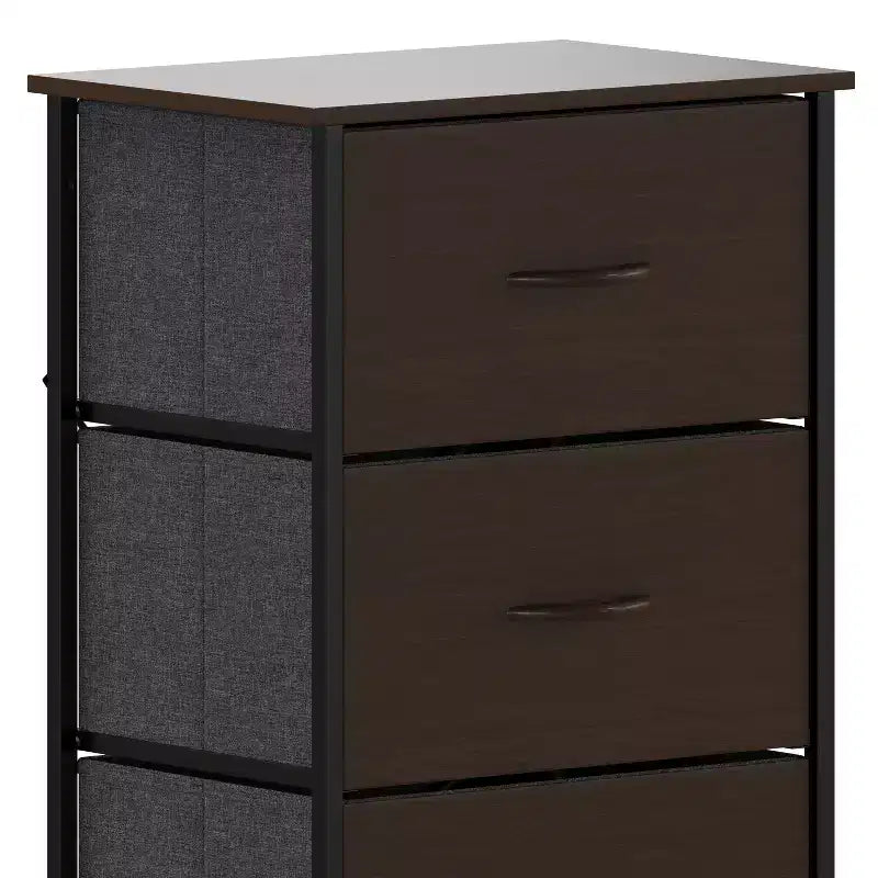 4 Drawer Vertical Storage Dresser, Cast Iron Frame and Wood Top