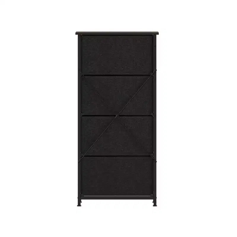 4 Drawer Vertical Storage Dresser, Cast Iron Frame and Wood Top