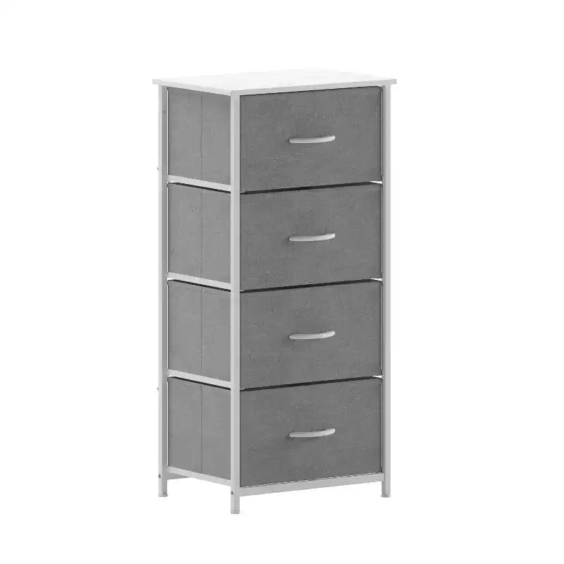 Harris 4 Drawer Vertical Storage Dresser with Cast Iron Frame, Wood Top and Easy Pull Engineered Wood Drawers with Wooden Handles