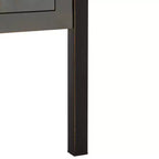 Pine Wood Media Console with Wicker Drawer Fronts and Pewter Frame