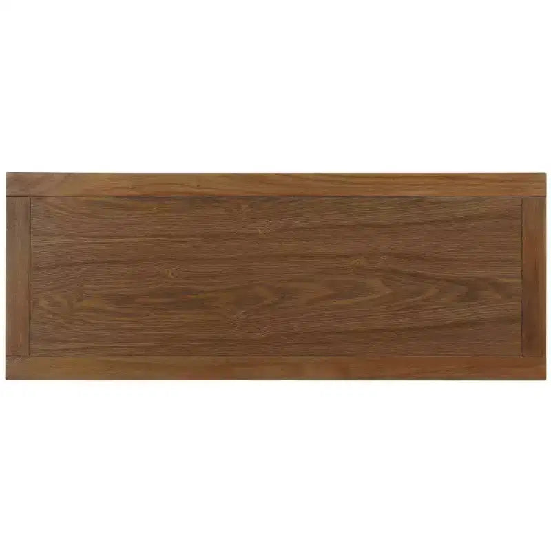 Pine Wood Media Console with Wicker Drawer Fronts and Pewter Frame