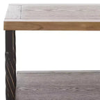 Pine Wood Media Console with Wicker Drawer Fronts and Pewter Frame
