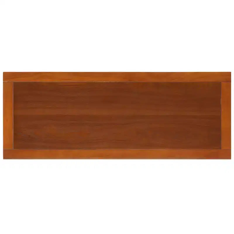Pine Wood Media Console with Wicker Drawer Fronts and Pewter Frame