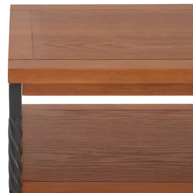 Pine Wood Media Console with Wicker Drawer Fronts and Pewter Frame
