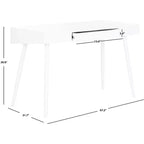White Writing Desk with Drawer, Iron and MDF