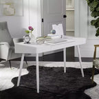 White Writing Desk with Drawer, Iron and MDF