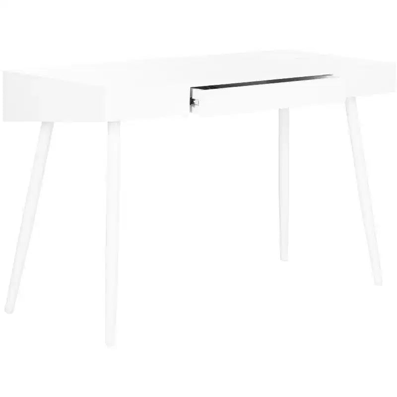 White Writing Desk with Drawer, Iron and MDF