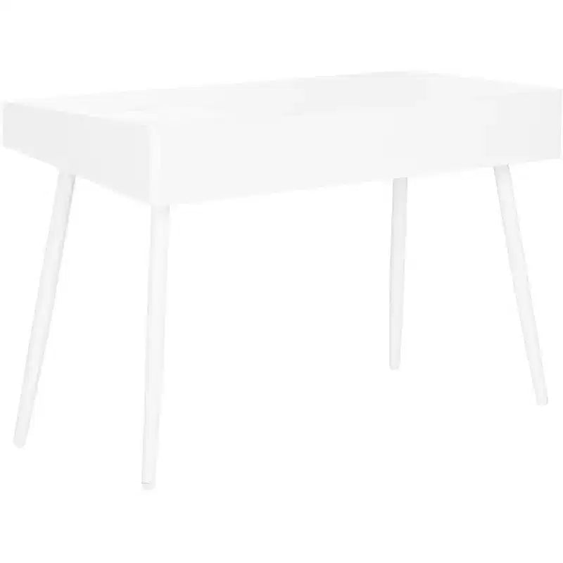 White Writing Desk with Drawer, Iron and MDF