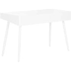 White Writing Desk with Drawer, Iron and MDF