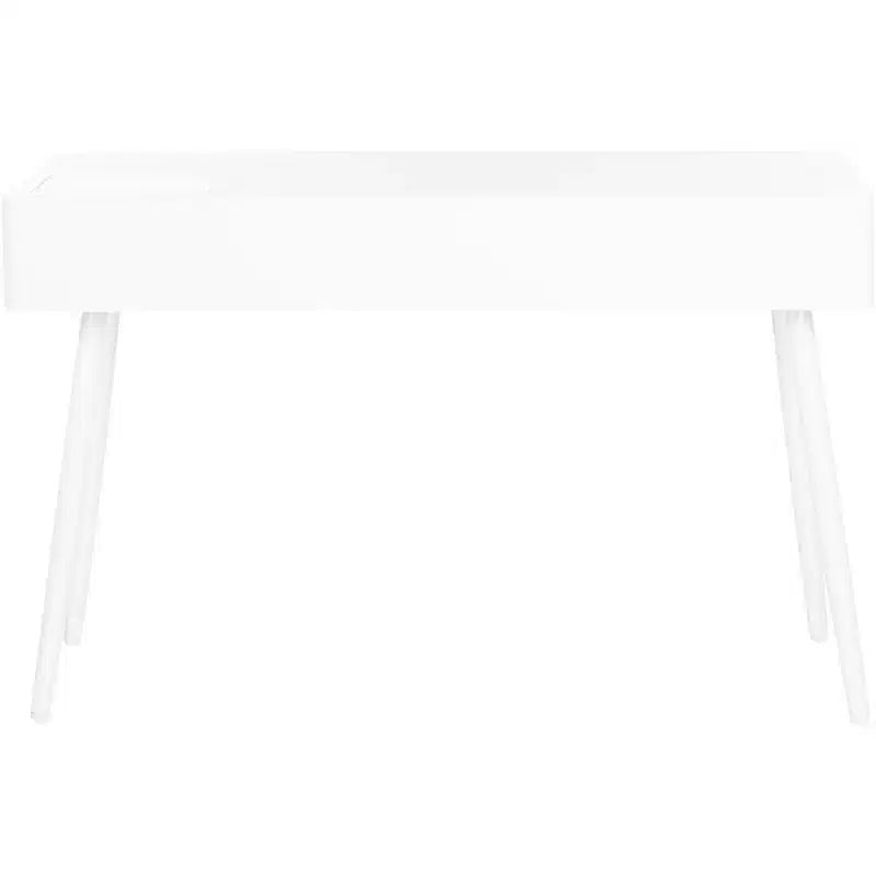 White Writing Desk with Drawer, Iron and MDF