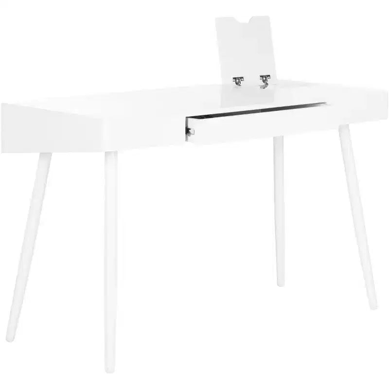 White Writing Desk with Drawer, Iron and MDF
