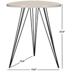 White Lacquer Top Side Table with Black Iron Hairpin Legs