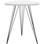 White Lacquer Top Side Table with Black Iron Hairpin Legs
