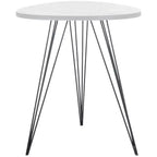 White Lacquer Top Side Table with Black Iron Hairpin Legs