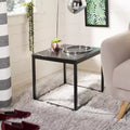 Marble Top Iron End Table, White and Grey