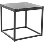 Marble Top Iron End Table, White and Grey