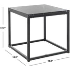 Marble Top Iron End Table, White and Grey