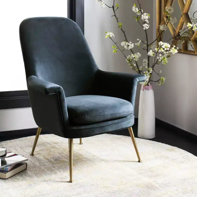 Dusty Rose Velvet Arm Chair with Gold Metal Legs