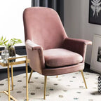 Dusty Rose Velvet Arm Chair with Gold Metal Legs