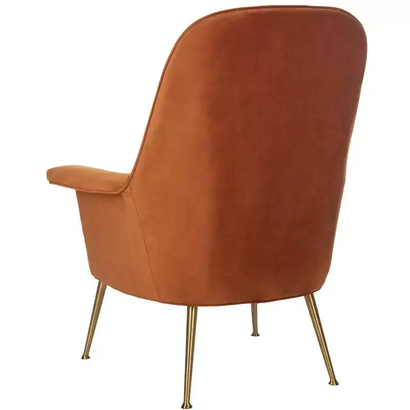 Dusty Rose Velvet Arm Chair with Gold Metal Legs