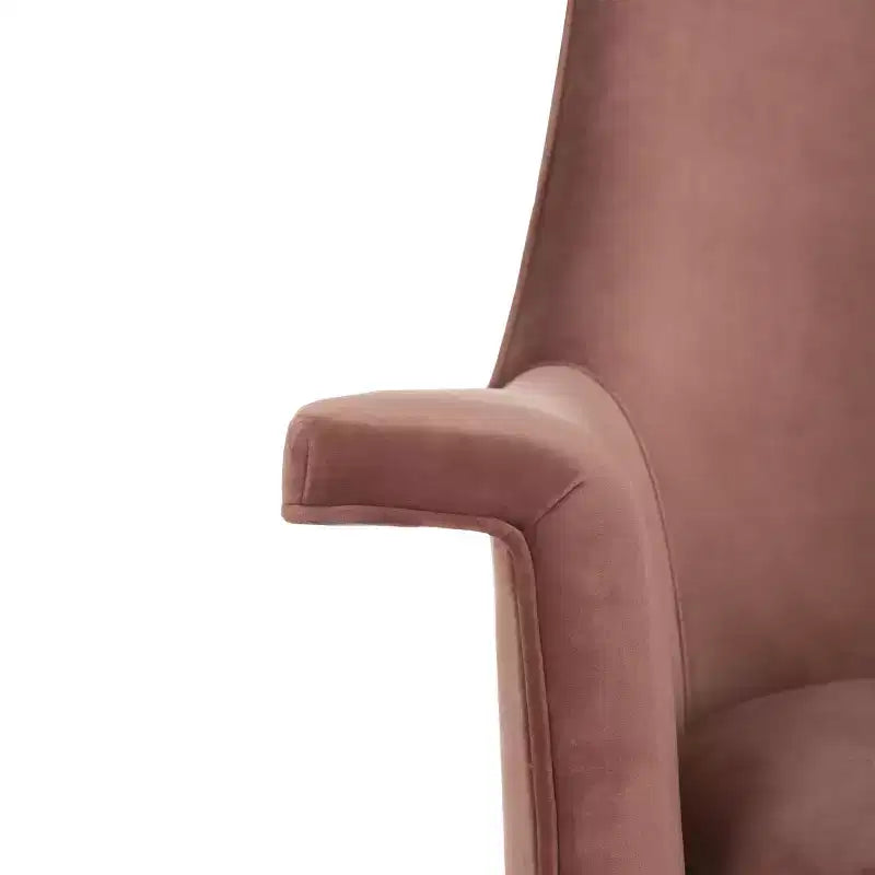 Dusty Rose Velvet Arm Chair with Gold Metal Legs
