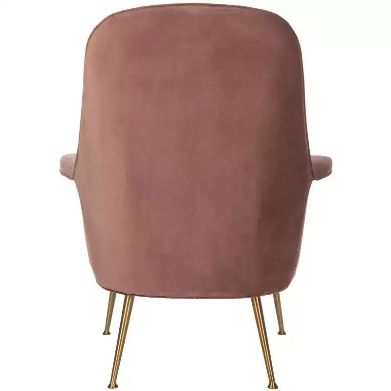 Dusty Rose Velvet Arm Chair with Gold Metal Legs