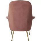 Dusty Rose Velvet Arm Chair with Gold Metal Legs