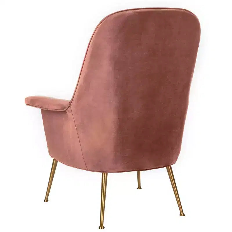 Dusty Rose Velvet Arm Chair with Gold Metal Legs