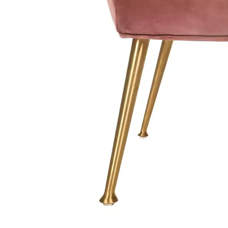 Dusty Rose Velvet Arm Chair with Gold Metal Legs