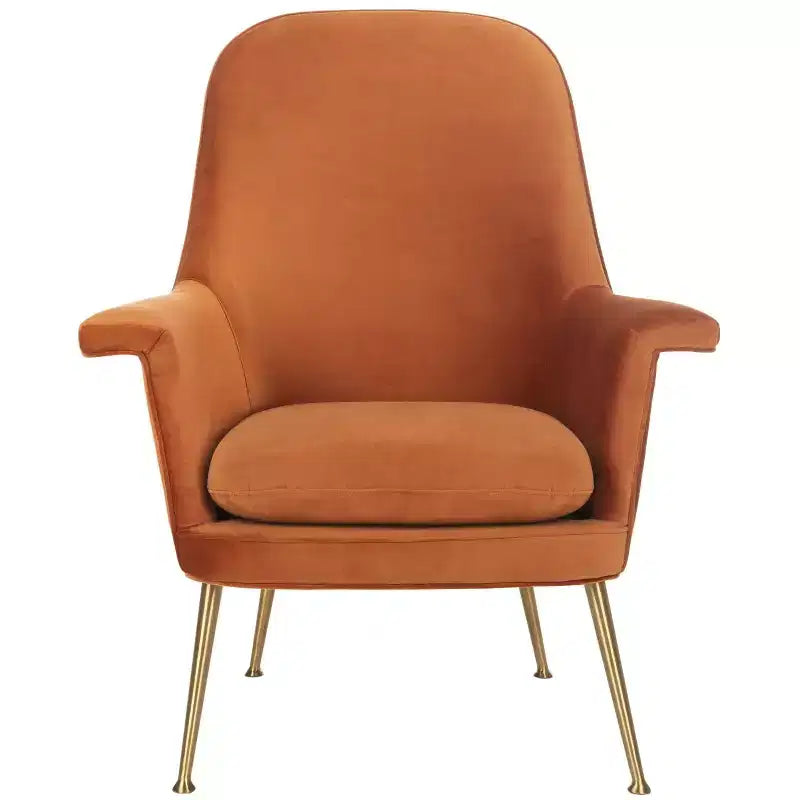 Dusty Rose Velvet Arm Chair with Gold Metal Legs