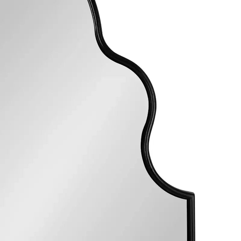 Black Moroccan Arch Wall Mirror with Scalloped Top