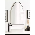 Black Moroccan Arch Wall Mirror with Scalloped Top