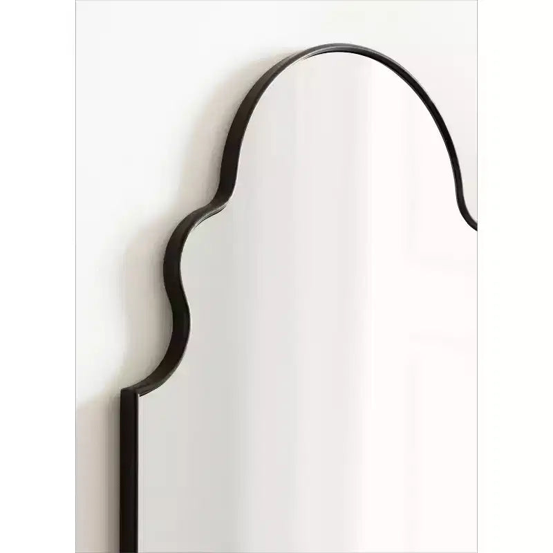 Black Moroccan Arch Wall Mirror with Scalloped Top