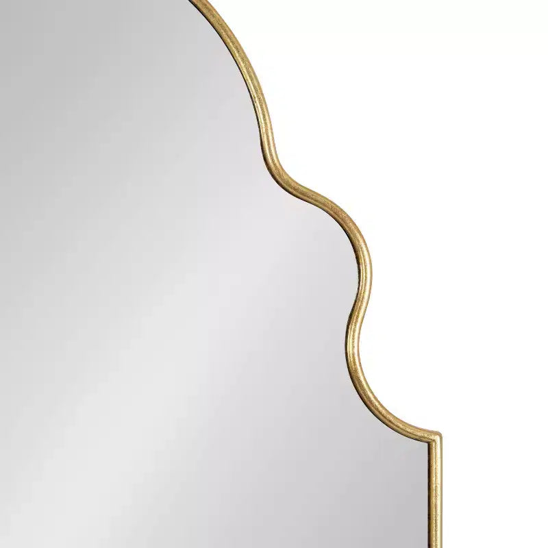 Black Moroccan Arch Wall Mirror with Scalloped Top
