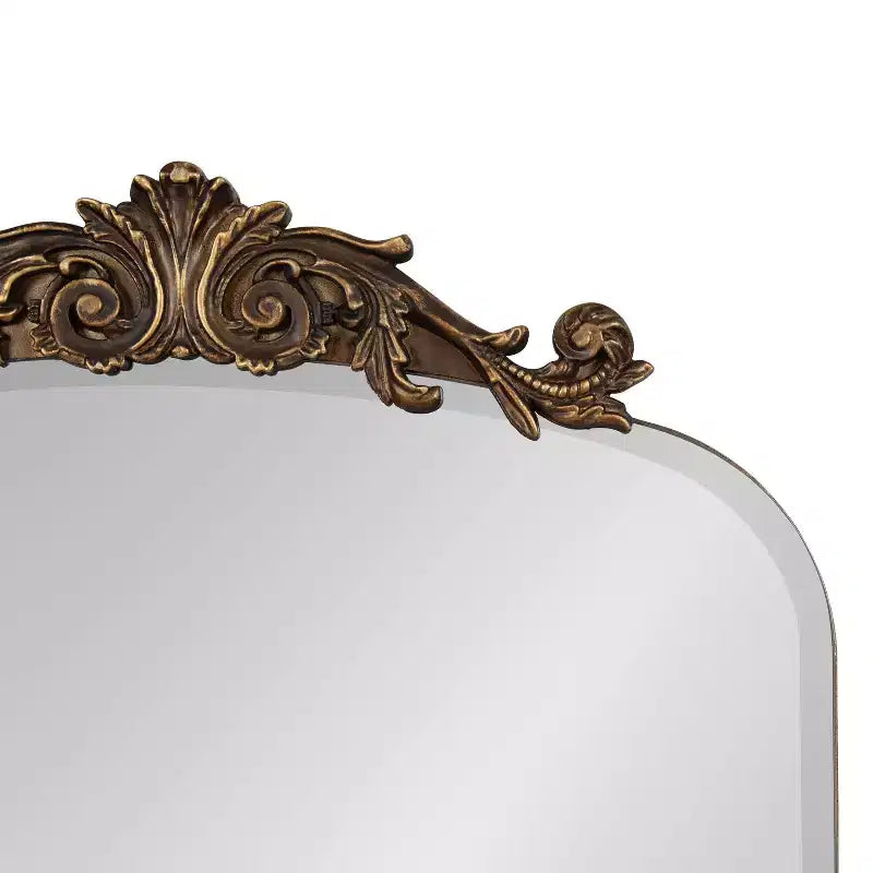 Black Beveled Frameless Arch Wall Mirror