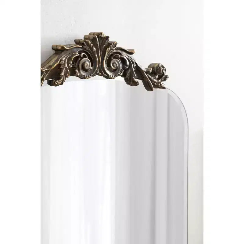 Black Beveled Frameless Arch Wall Mirror