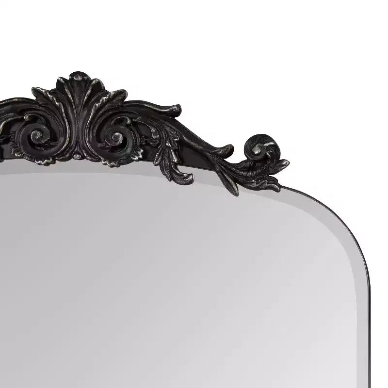 Black Beveled Frameless Arch Wall Mirror
