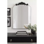 Black Beveled Frameless Arch Wall Mirror