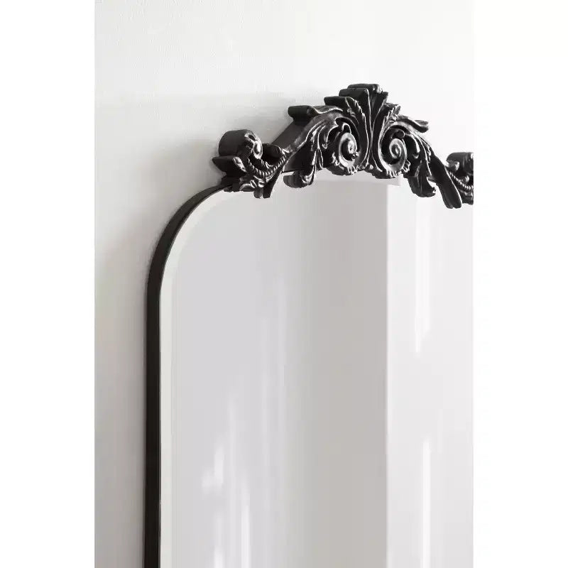 Black Beveled Frameless Arch Wall Mirror
