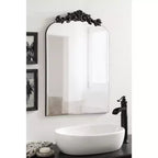 Black Beveled Frameless Arch Wall Mirror