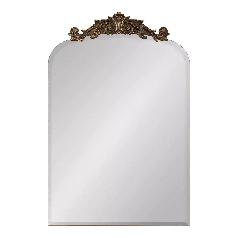 Black Beveled Frameless Arch Wall Mirror