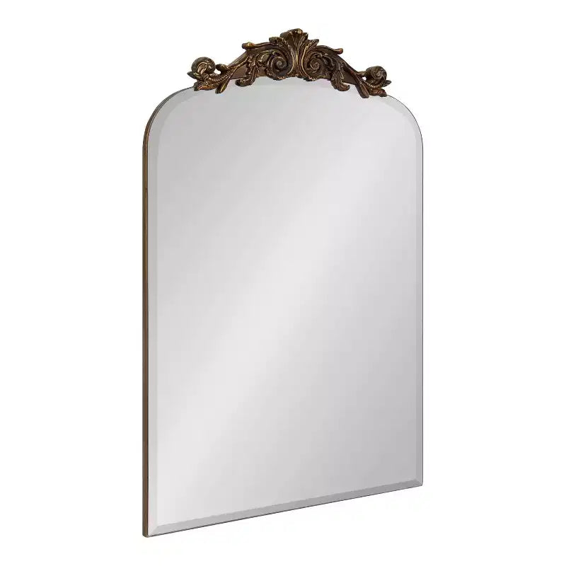 Black Beveled Frameless Arch Wall Mirror