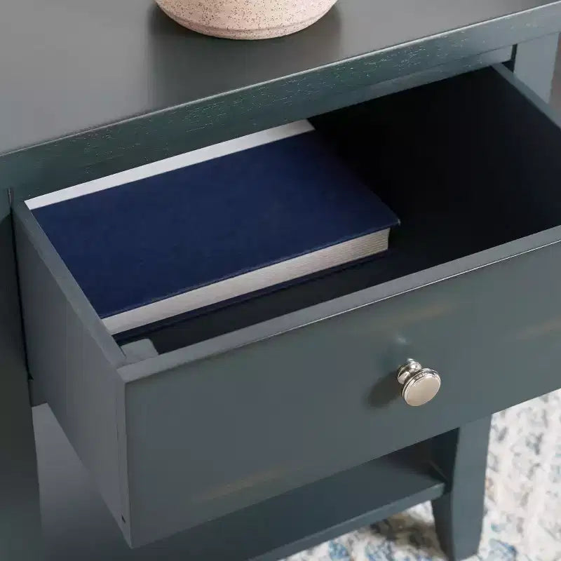 Ash Grey Nightstand with Storage Drawer and Open Shelf